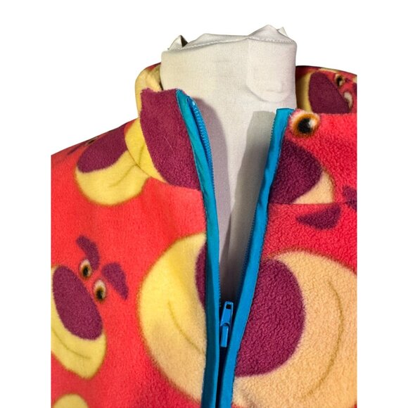 Disney Lotso Fleece Vest Pink With Purple & Yellow Faces Zippered Front Pockets - Picture 10 of 10